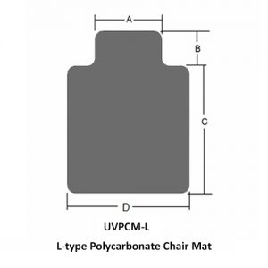 L-type Tapis Protège-sol bureau polycarbonate